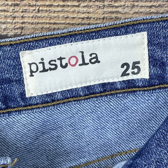 Pistola Distressed High Rise Raw Hem Blue Jeans Size 25 - Picture 7 of 9